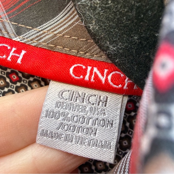 CINCH Men’s Red Black Brown Patterned Long Sleeve Button Down Shirt Size Medium - Picture 3 of 10